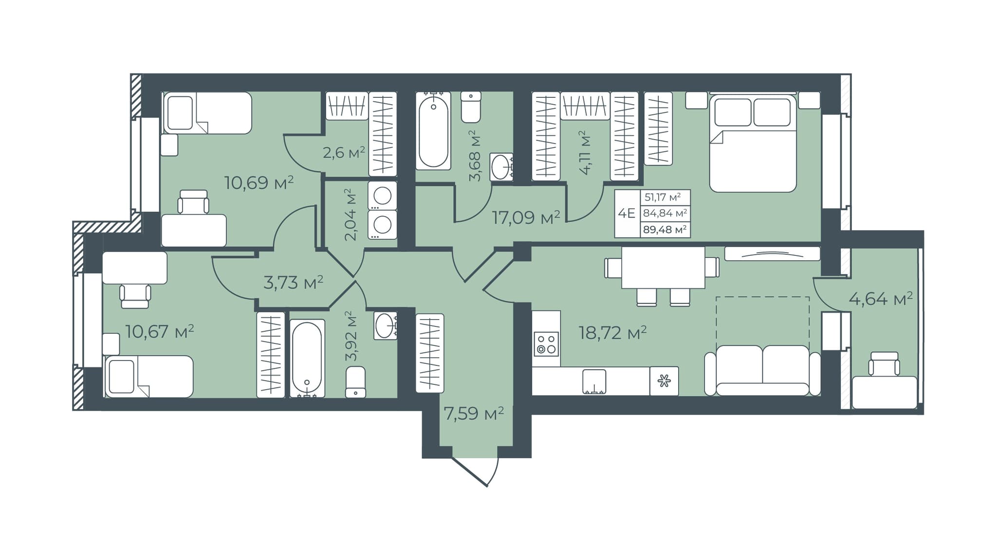 Трестовский дом Узловая — планировка 4
