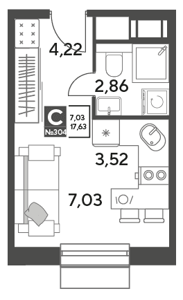 Публицист Пушкино — планировка Студия