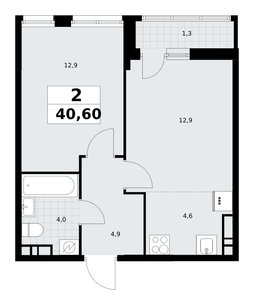 Родные кварталы Москва — планировка Студия