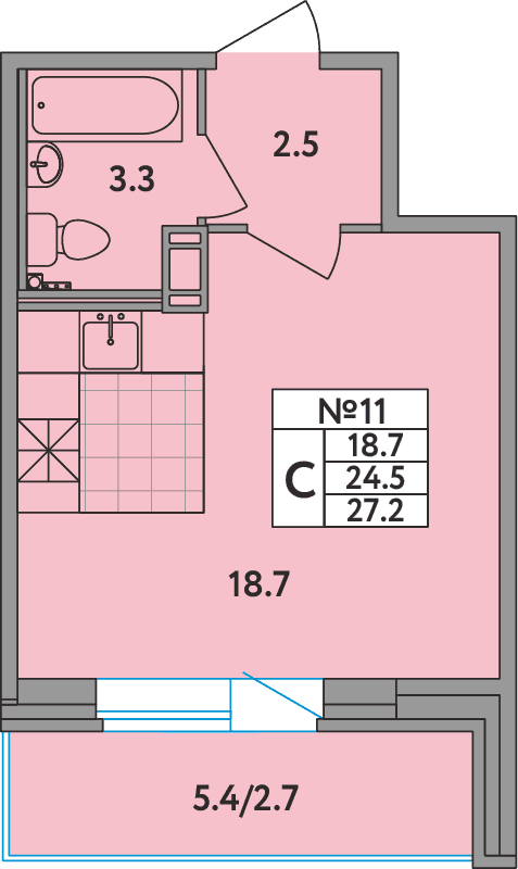 ЖК «Удача» Мурино — планировка Студия