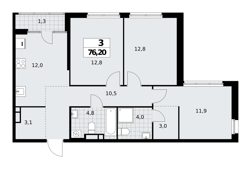Дом на Зорге Москва — планировка Студия