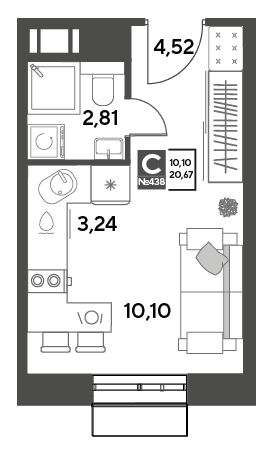 Публицист Пушкино — планировка Студия
