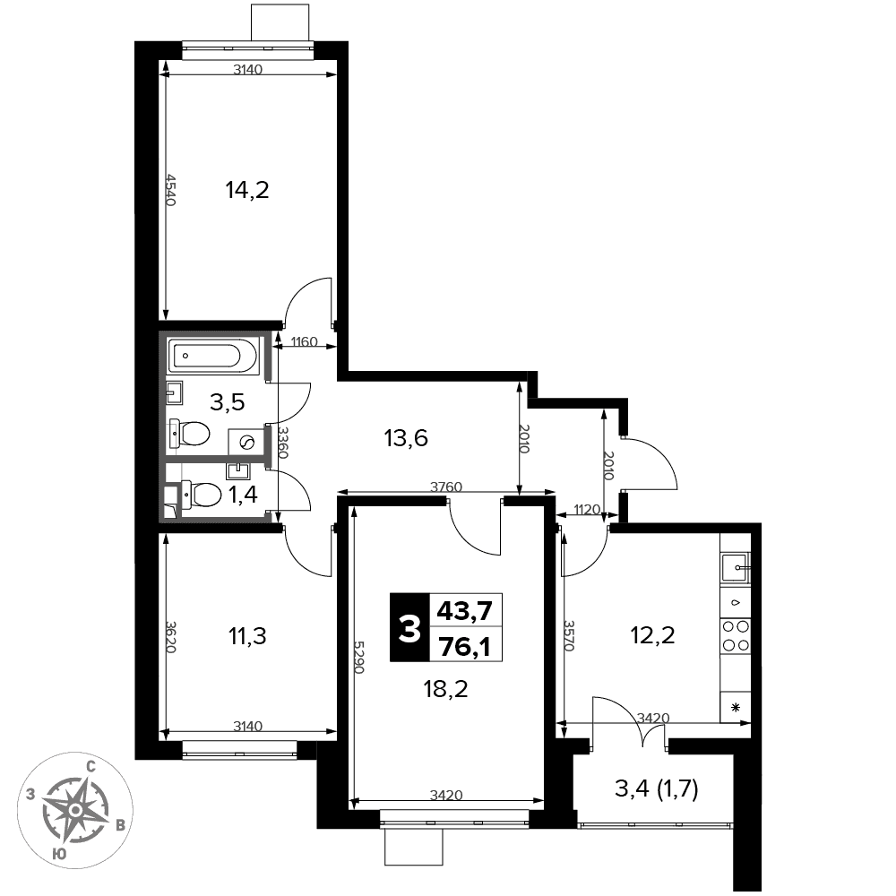 1-й Донской Видное — планировка 3