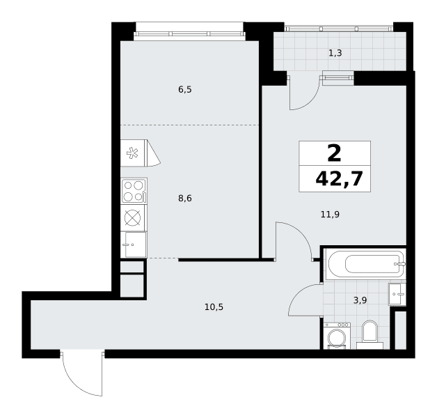 Родные кварталы Москва — планировка Студия