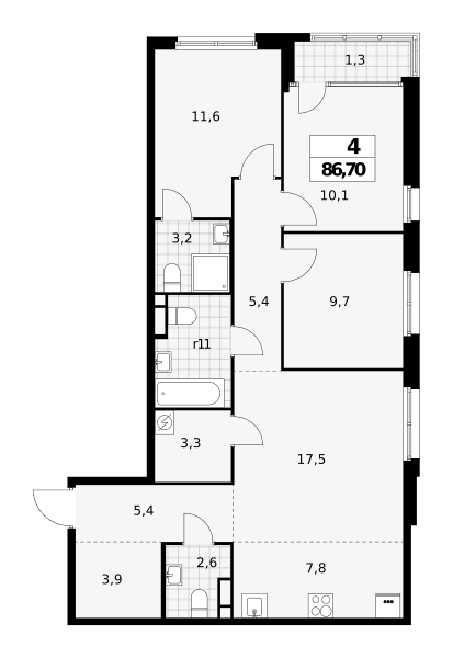 Дом на Зорге Москва — планировка Студия