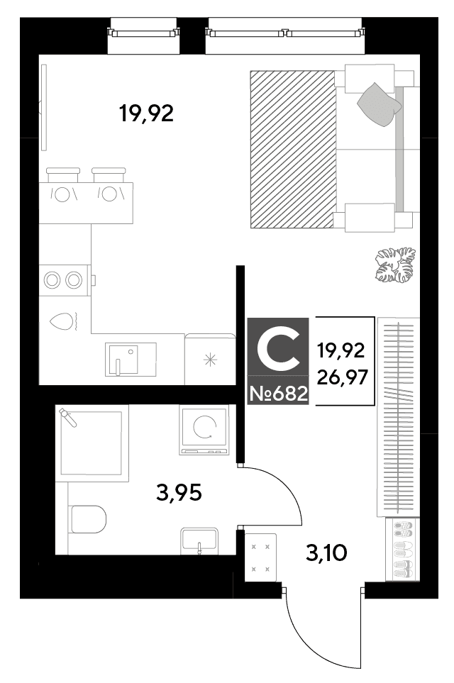 Космопарк Калуга — планировка Студия