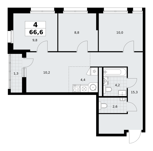 Родные кварталы Москва — планировка Студия