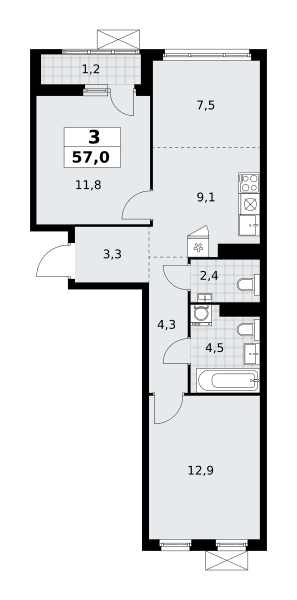 Дзен-кварталы Москва — планировка Студия