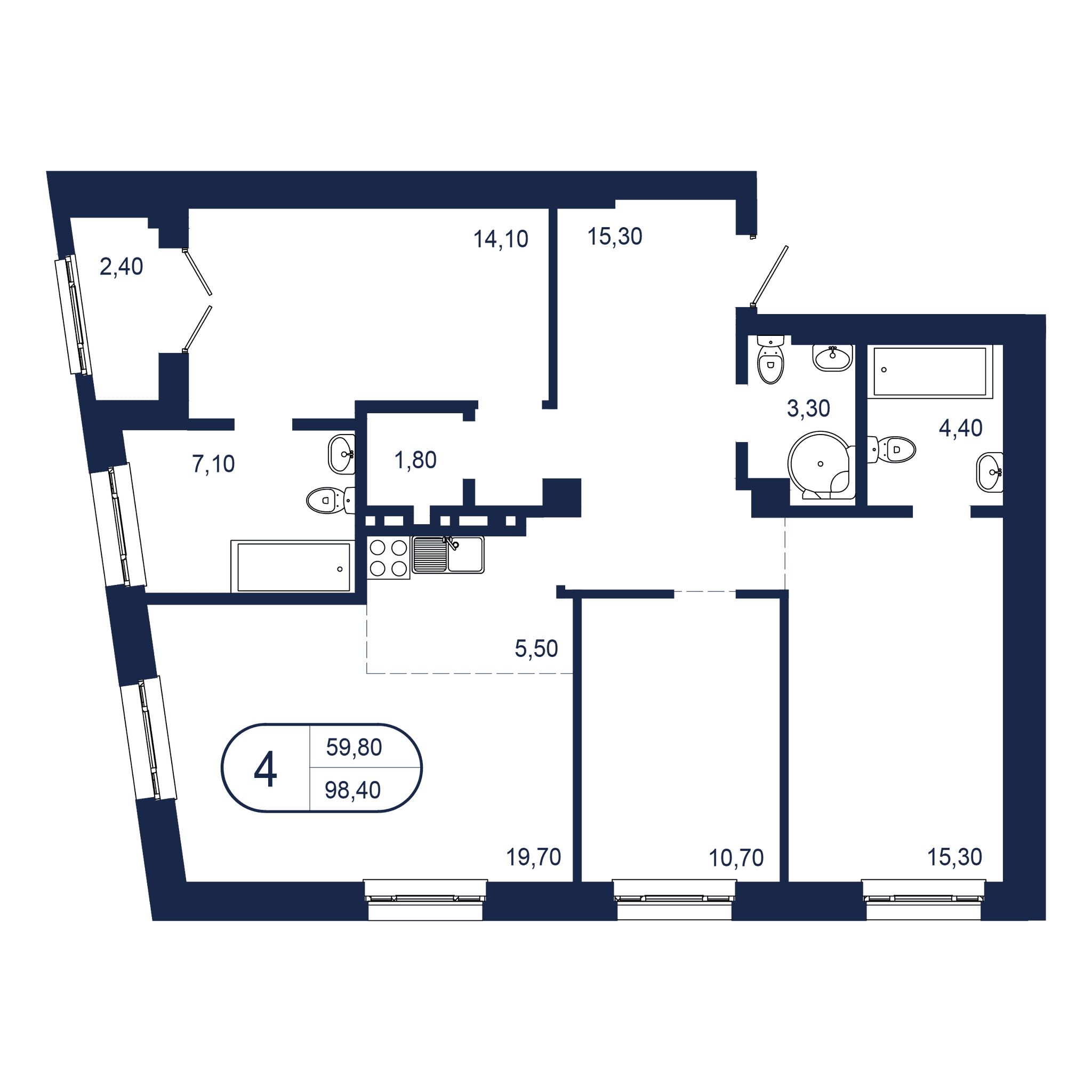 Клубный дом «Нью Бридж (New Bridge)» Уфа — планировка 4