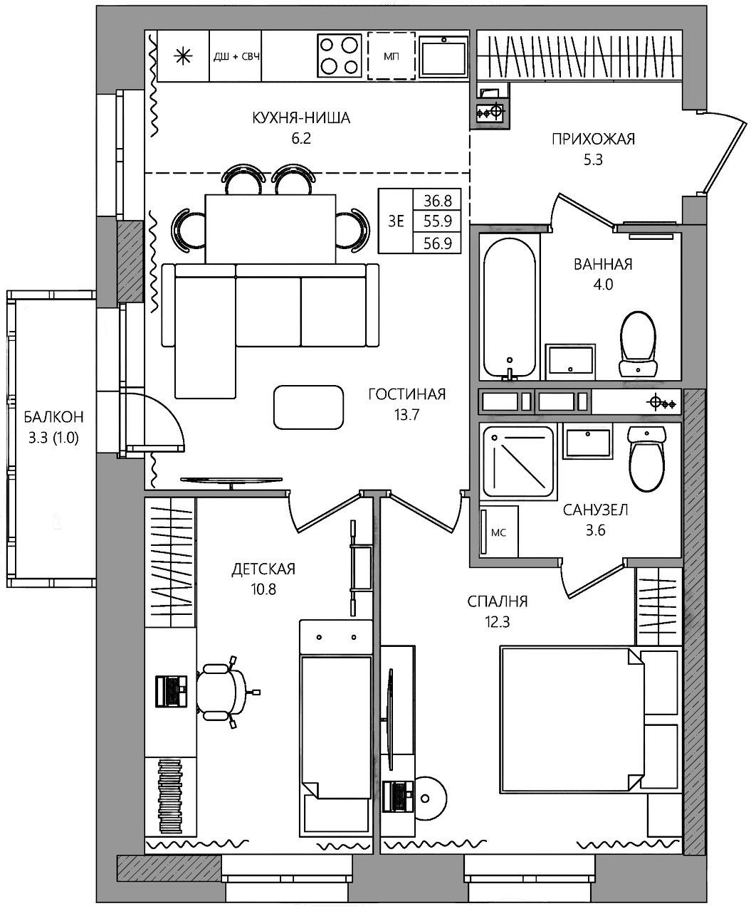 ЖК Эстетика Пермь — планировка 3