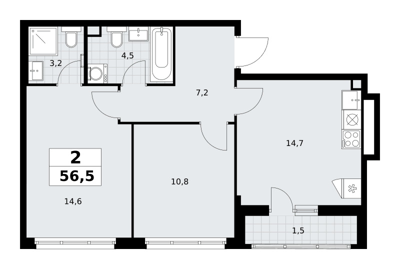 Родные кварталы Москва — планировка Студия