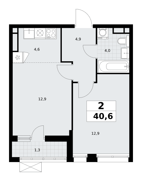 Родные кварталы Москва — планировка Студия