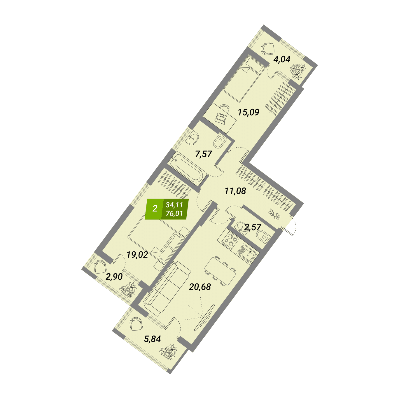 ЖК «Бирюзовая жемчужина-2» Новосибирск — планировка 2
