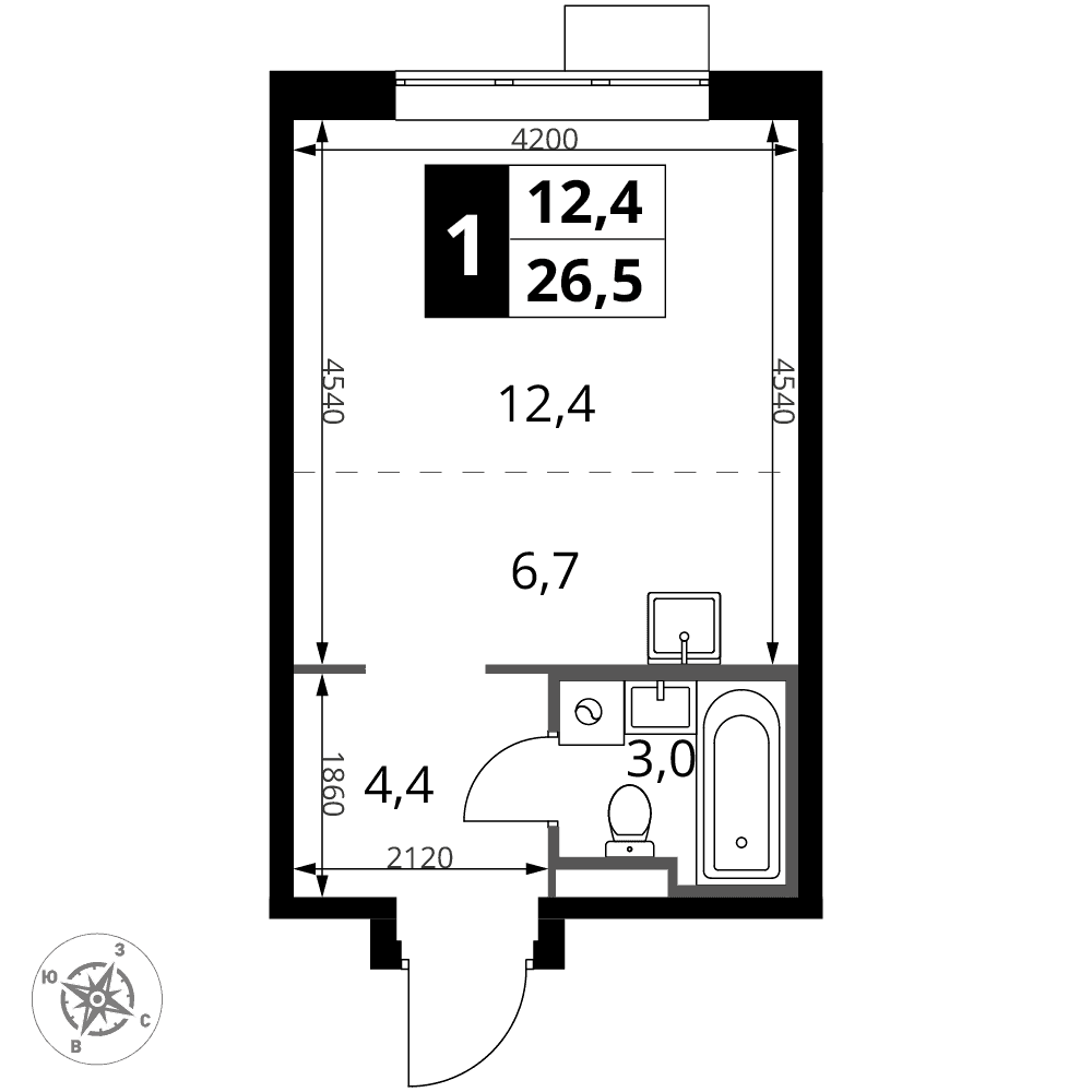 1-й Донской Видное — планировка Студия