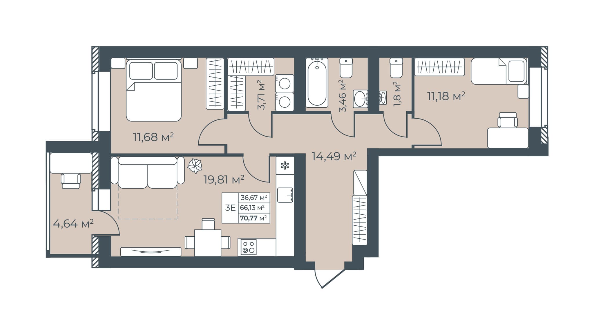Трестовский дом Узловая — планировка 3