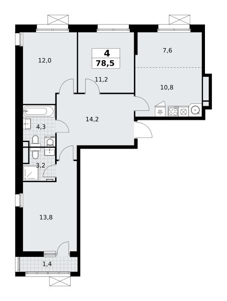 Родные кварталы Москва — планировка Студия