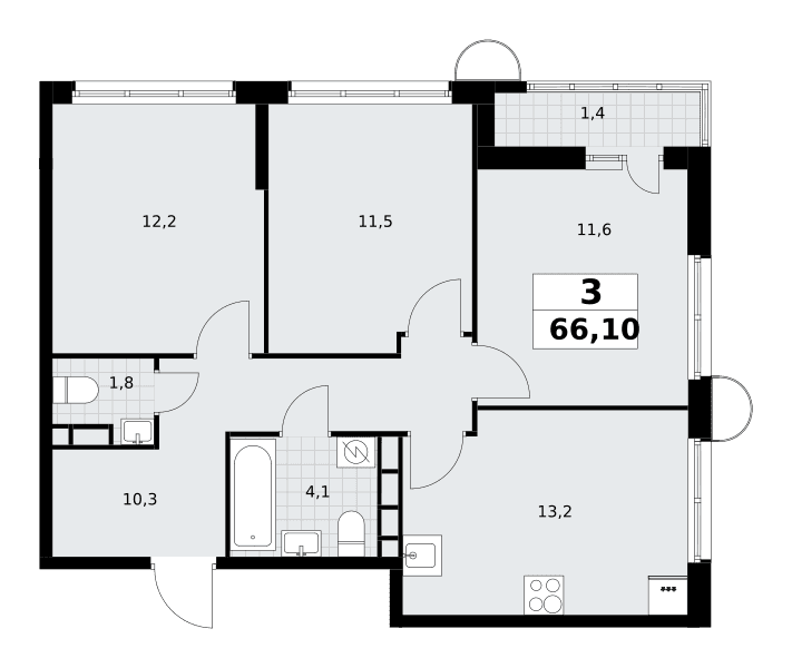 Родные кварталы Москва — планировка Студия