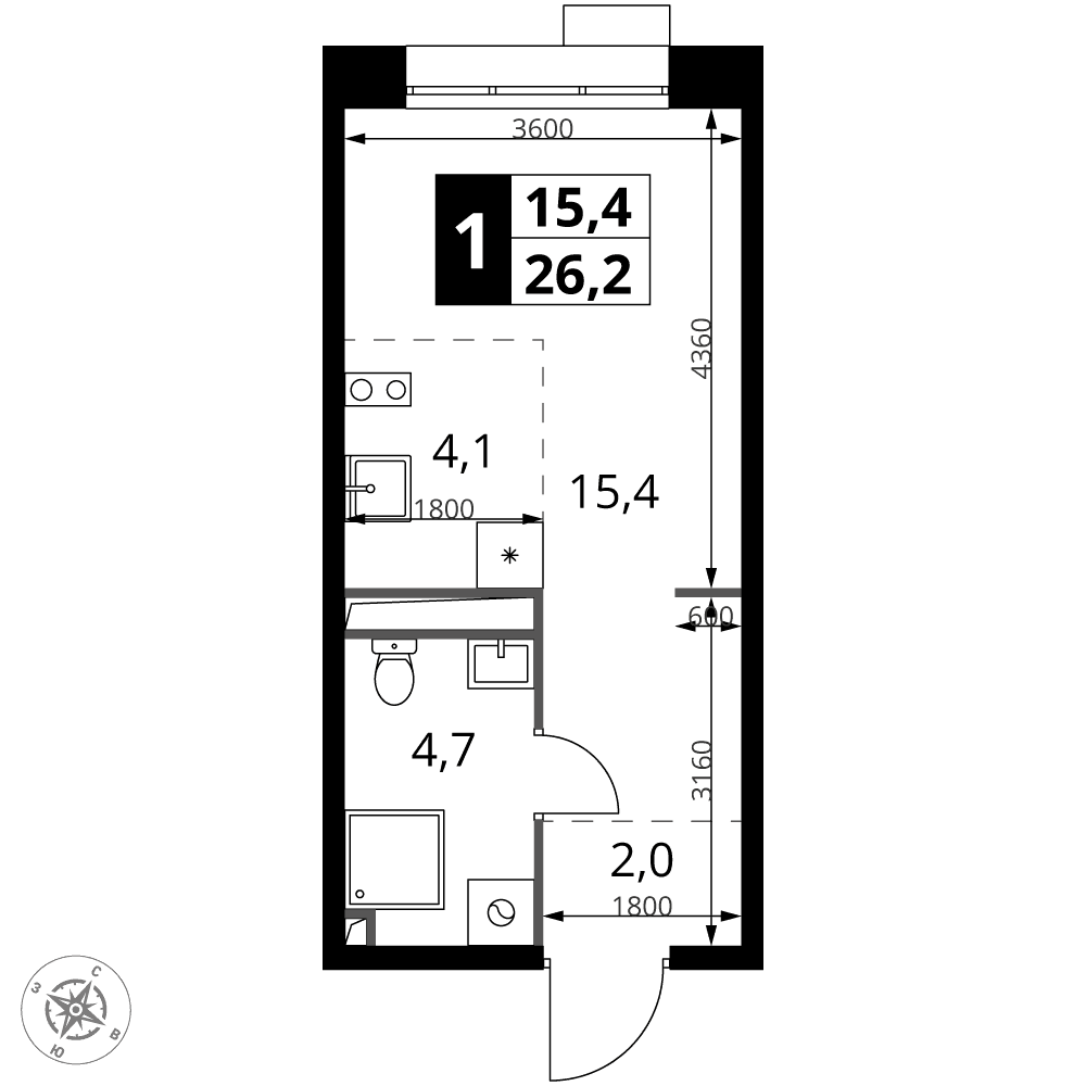 1-й Саларьевский Москва — планировка Студия