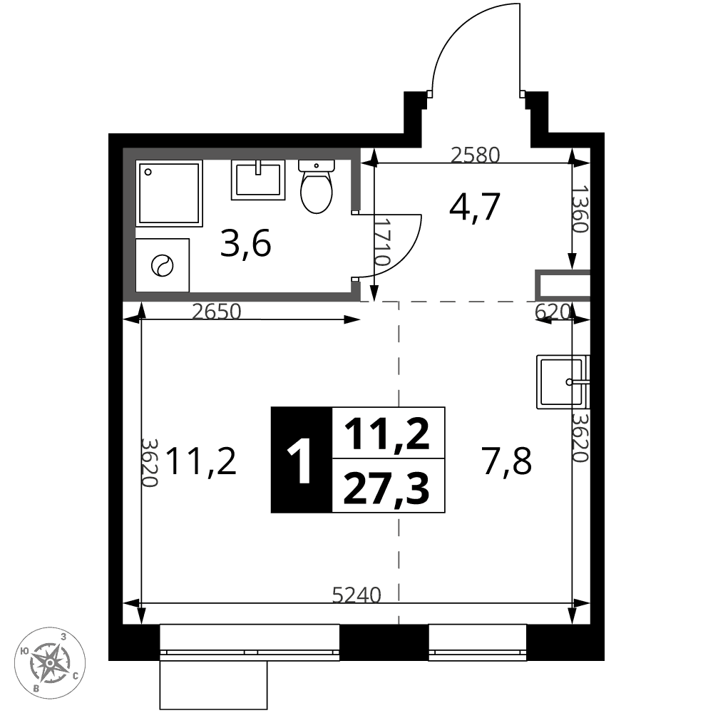 1-й Саларьевский Москва — планировка Студия