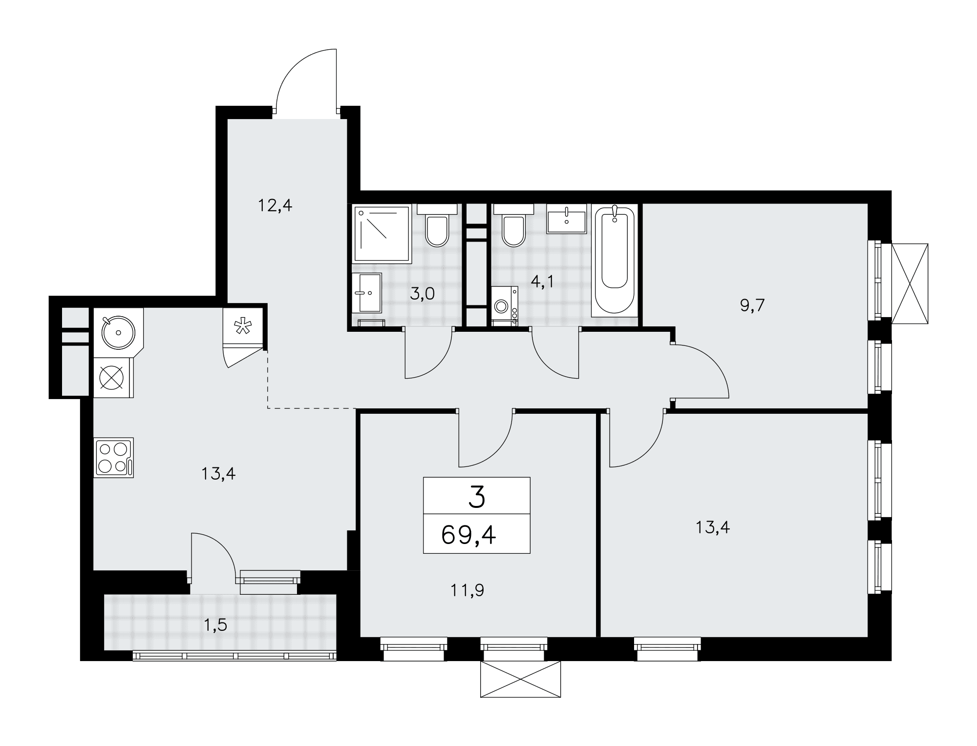 Скандинавия Москва — планировка Студия