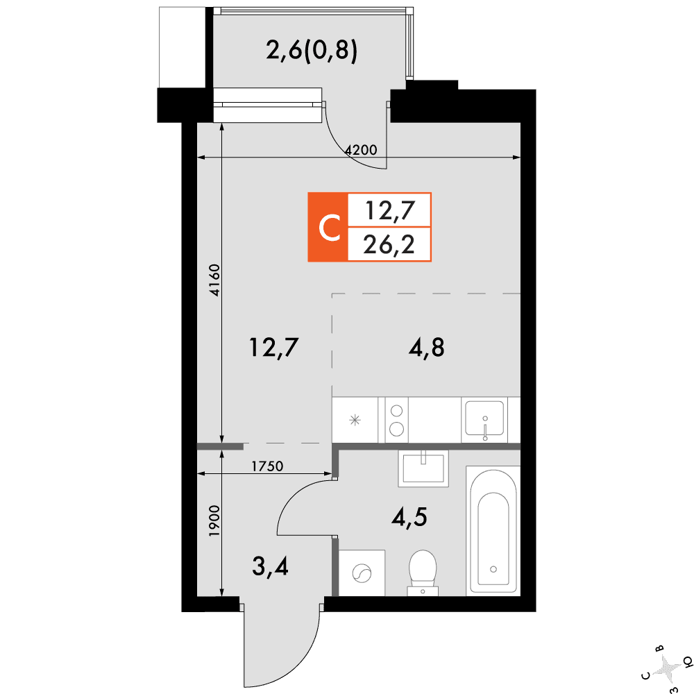 Флагман Владивосток Владивосток — планировка Студия