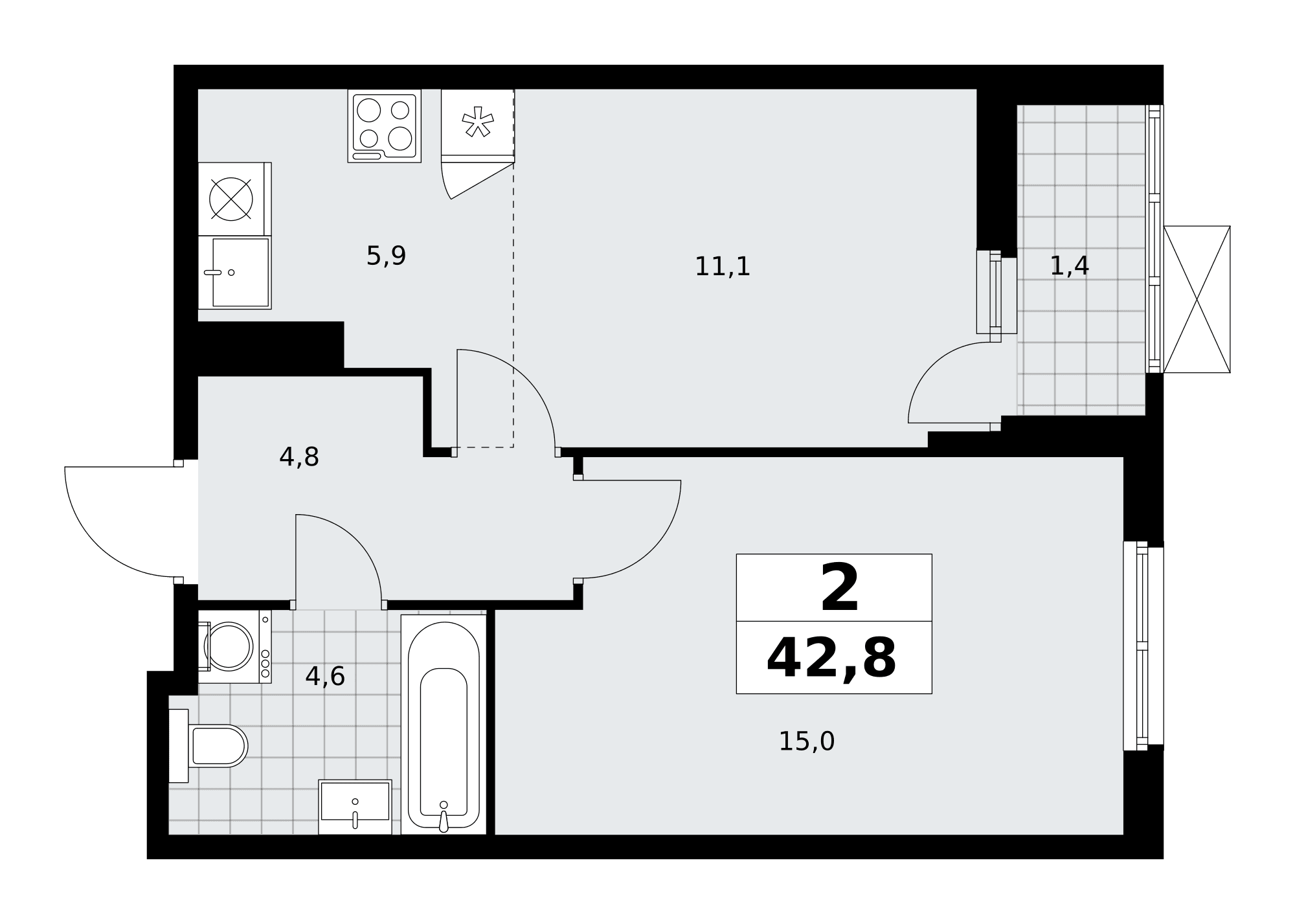 Дзен-кварталы Москва — планировка Студия