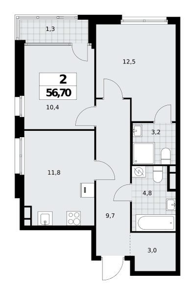 Дом на Зорге Москва — планировка Студия