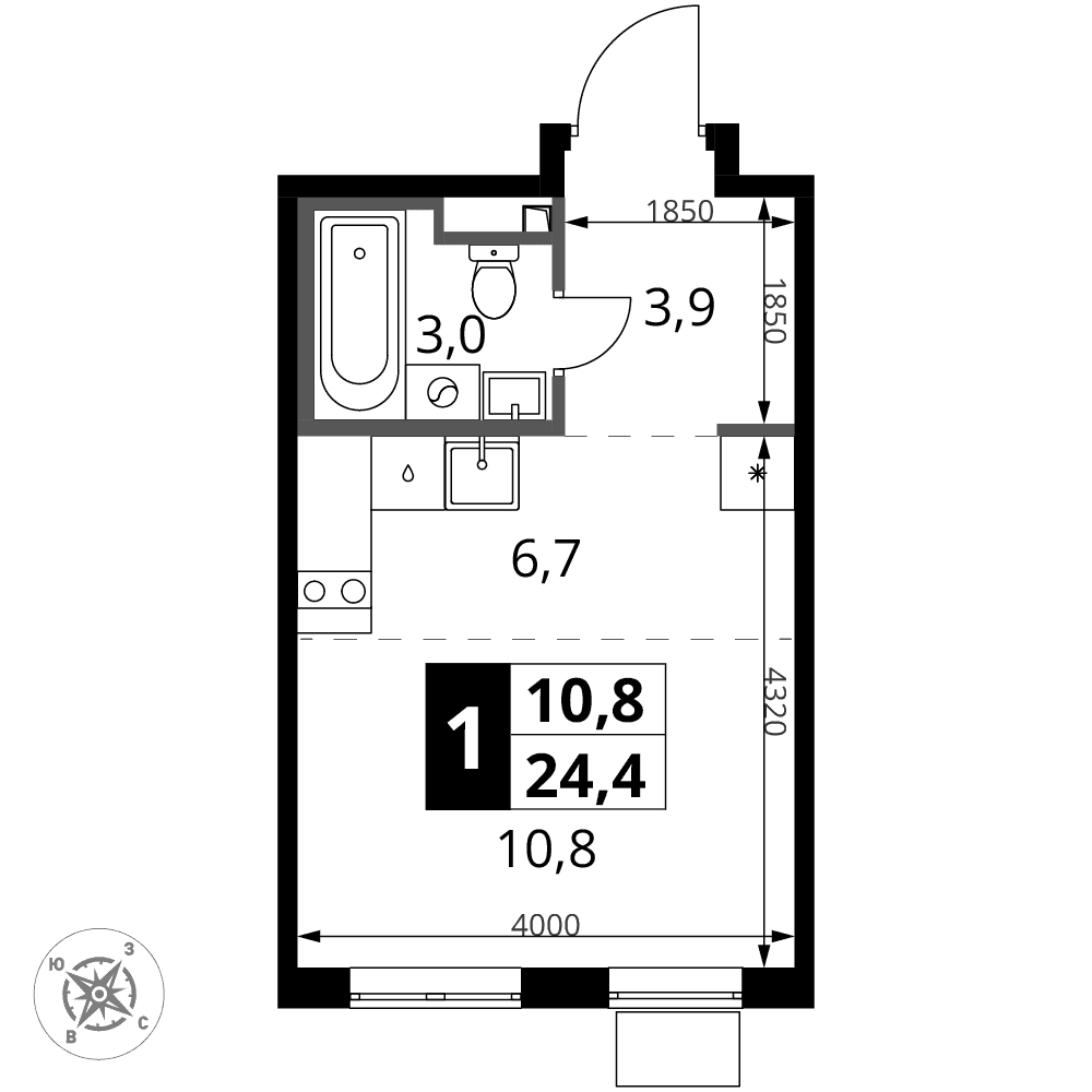 1-й Донской Видное — планировка Студия