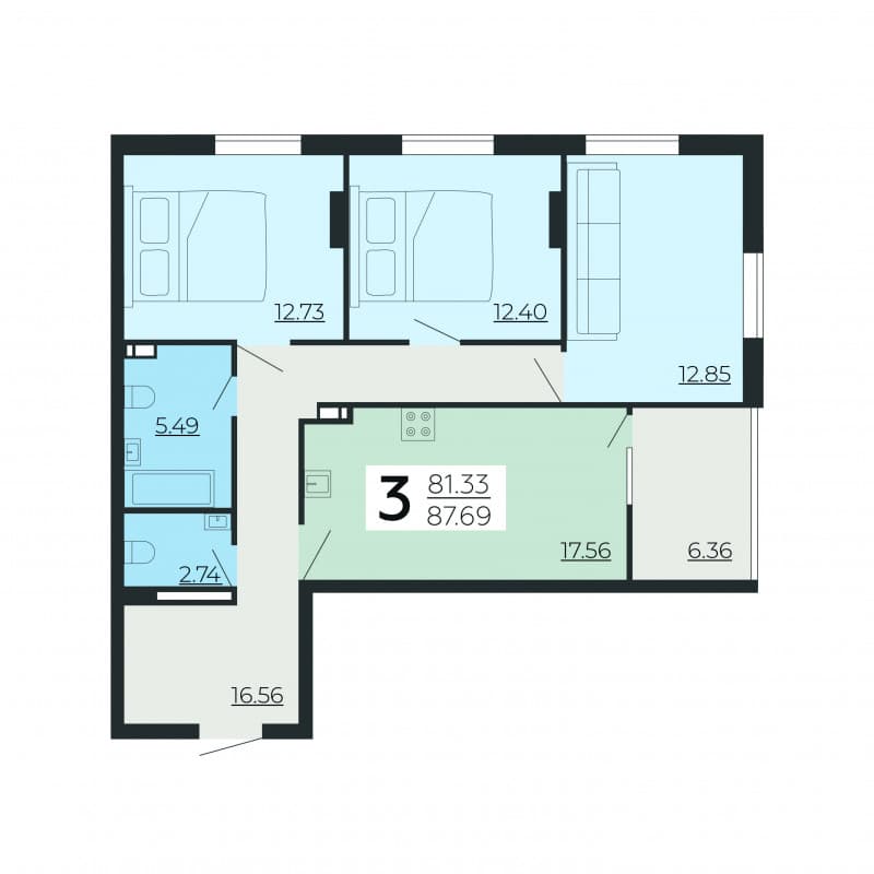 Аист Тауэр Липецк — планировка 3