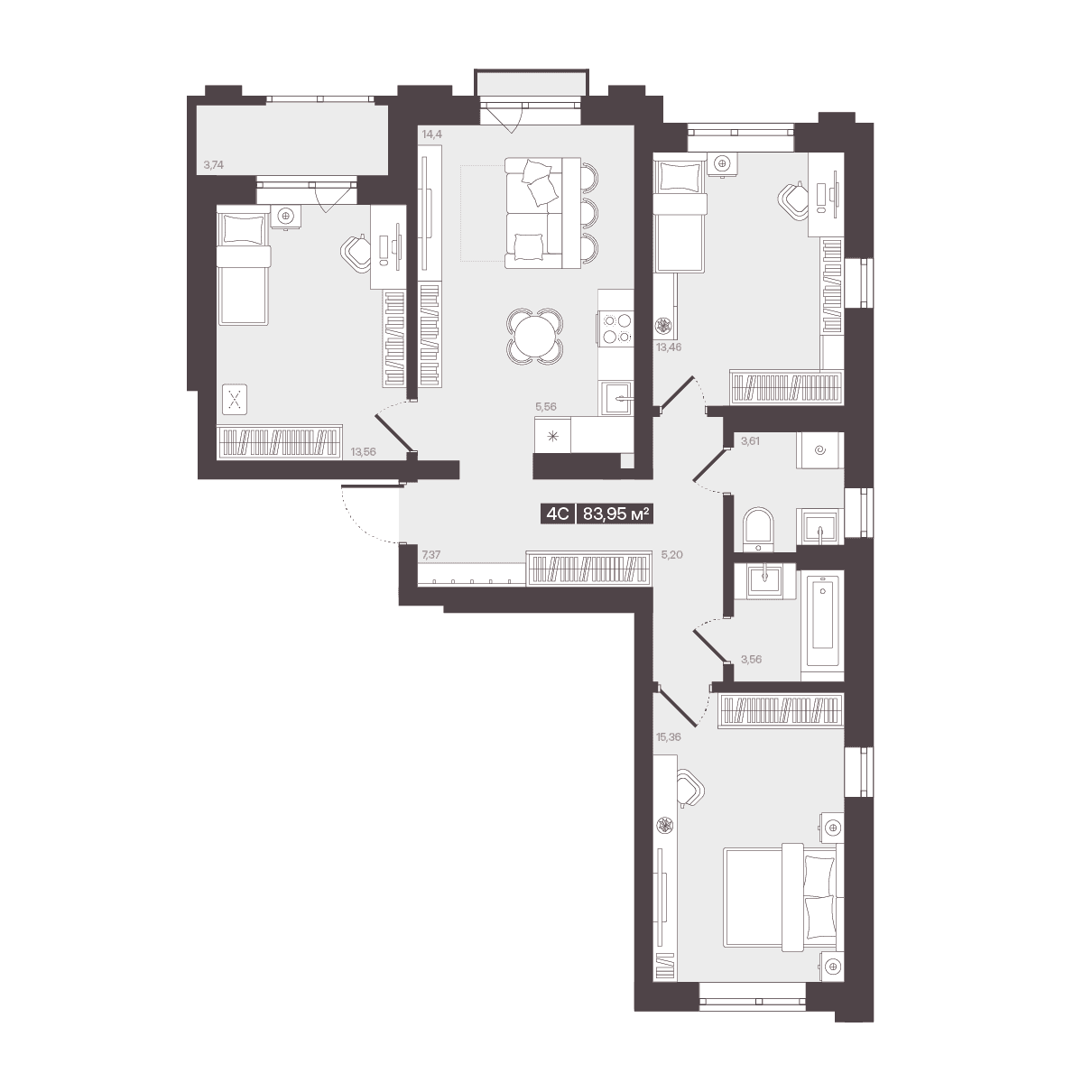 ЖК «Моне» Кемерово — планировка 4