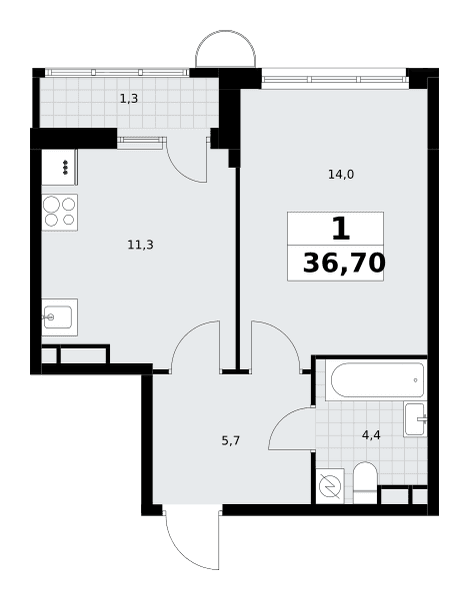 Родные кварталы Москва — планировка Студия
