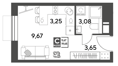 Публицист Пушкино — планировка Студия