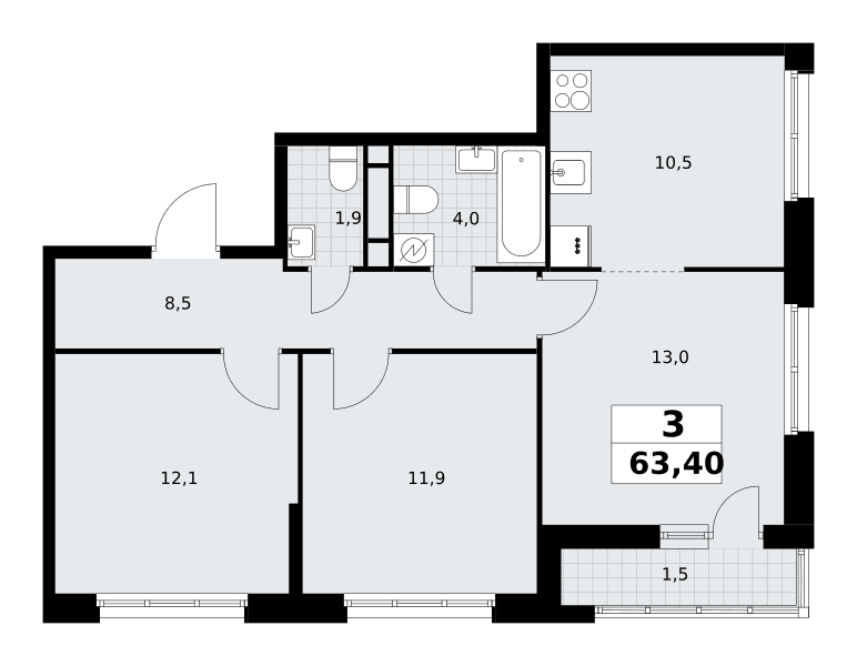 Родные кварталы Москва — планировка Студия