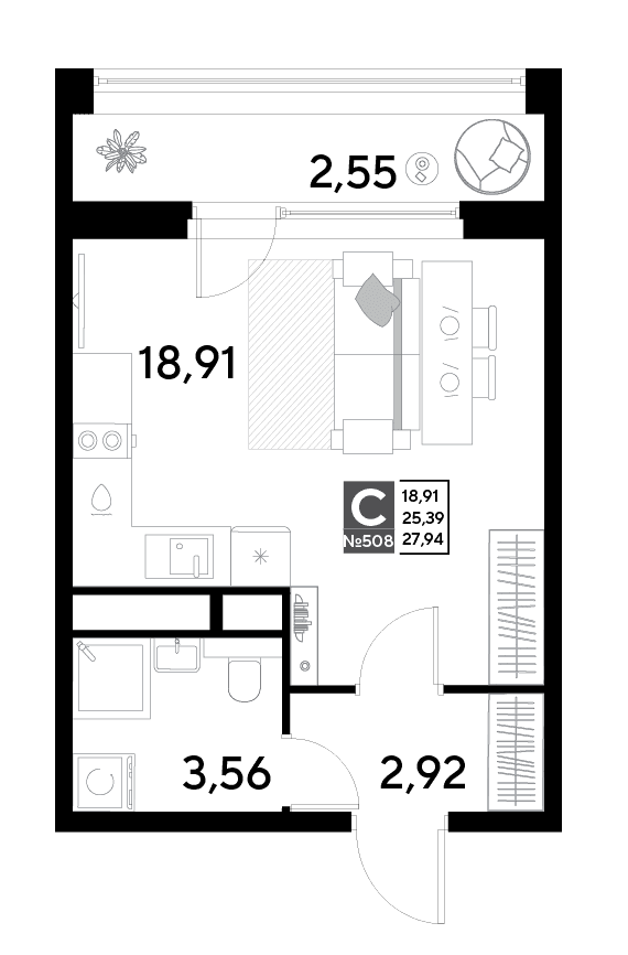 EVO Реутов — планировка Студия