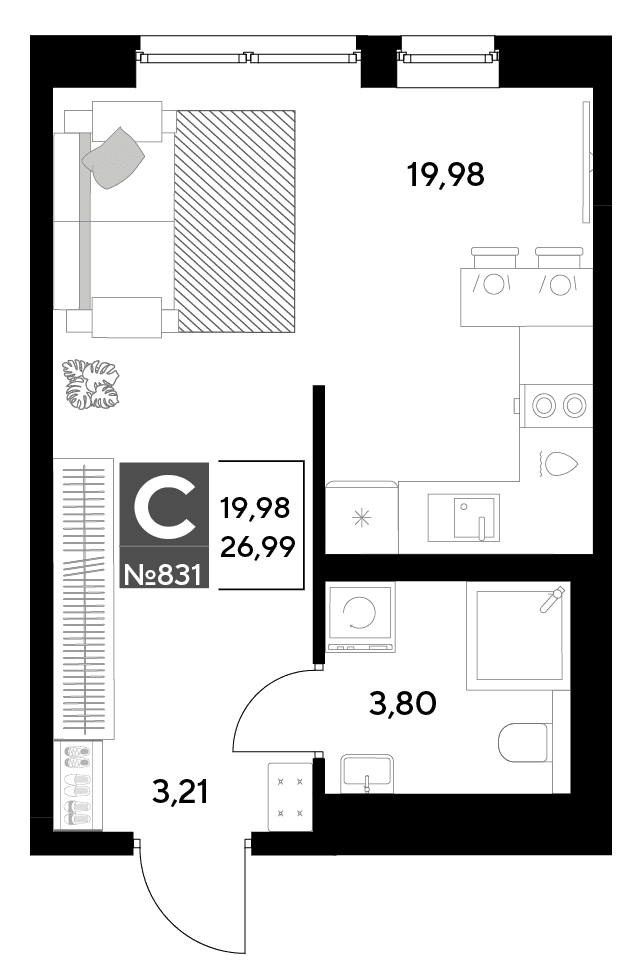 Космопарк Калуга — планировка Студия