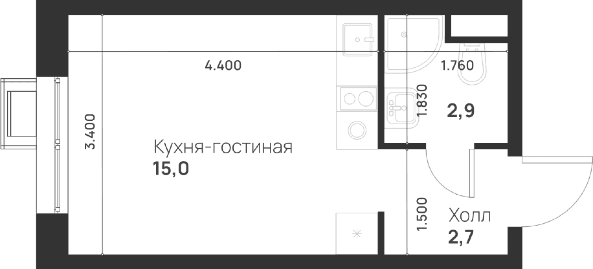 Foreville Москва — планировка Студия