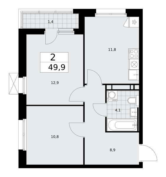 Скандинавия Москва — планировка Студия