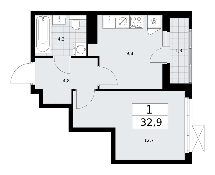 Бунинские кварталы Москва — планировка Студия