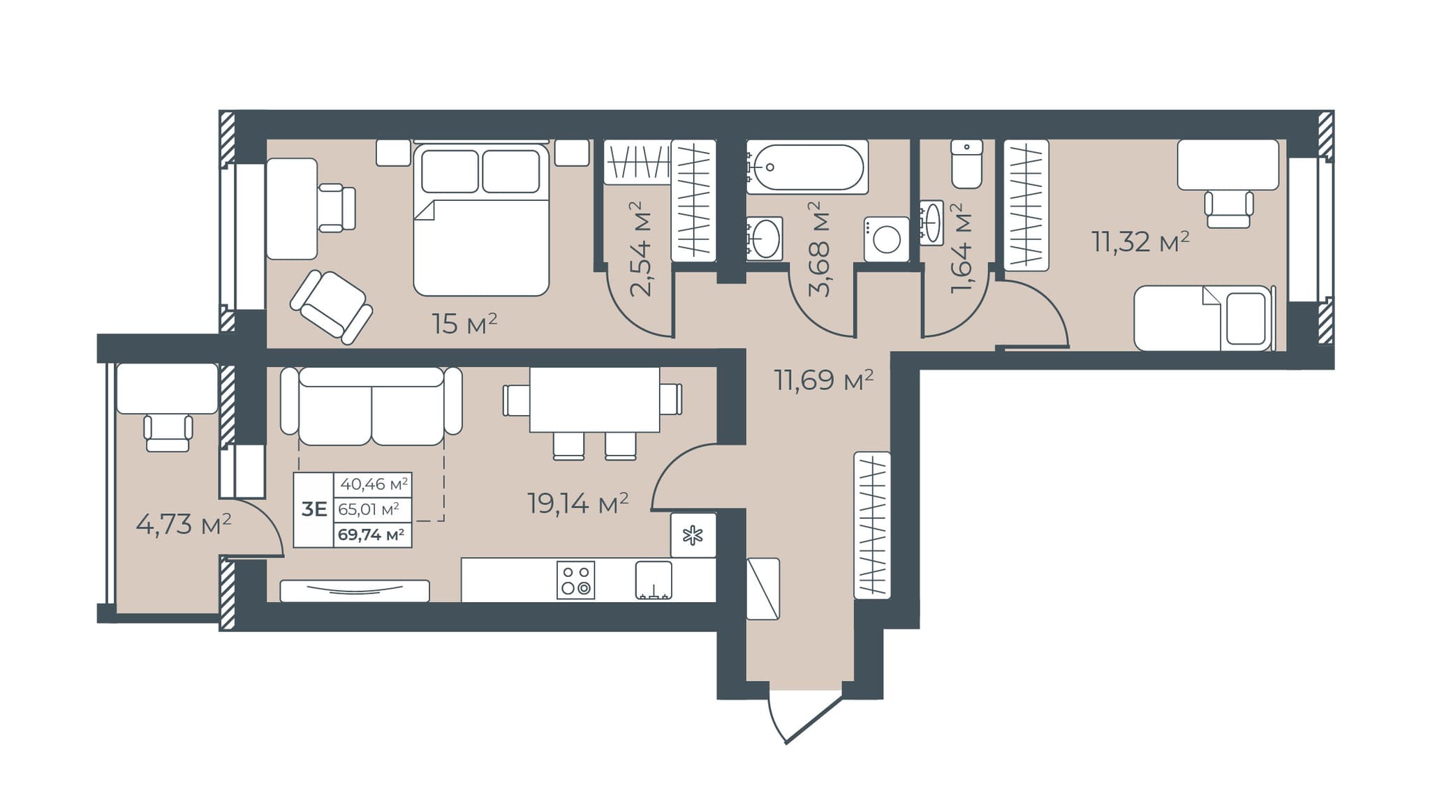 ЖК «Рябиновый» Богучар — планировка 3