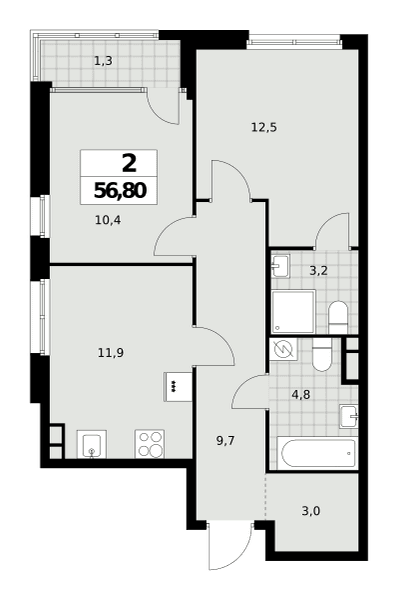 Дом на Зорге Москва — планировка Студия