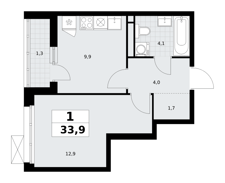 Родные кварталы Москва — планировка Студия