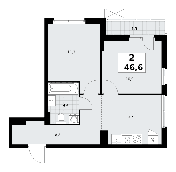 Дзен-кварталы Москва — планировка Студия