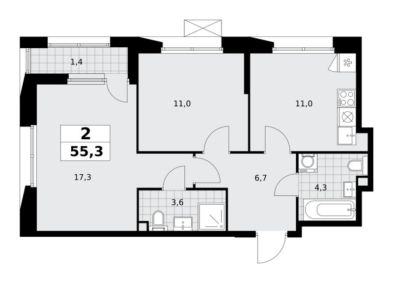 Бунинские кварталы Москва — планировка Студия