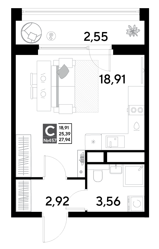 EVO Реутов — планировка Студия