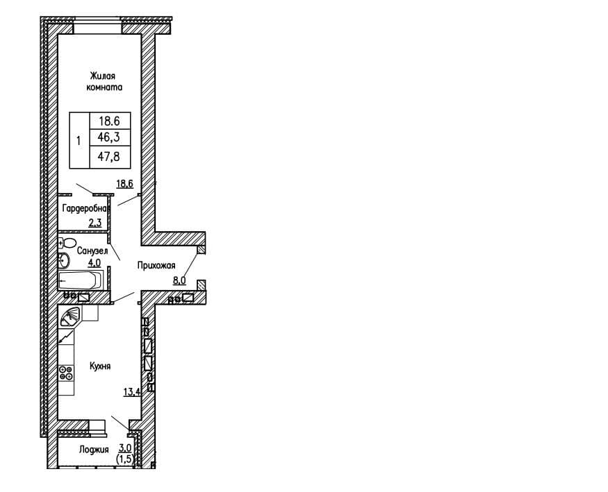 ЖК «Композитор» Воронеж — планировка 1