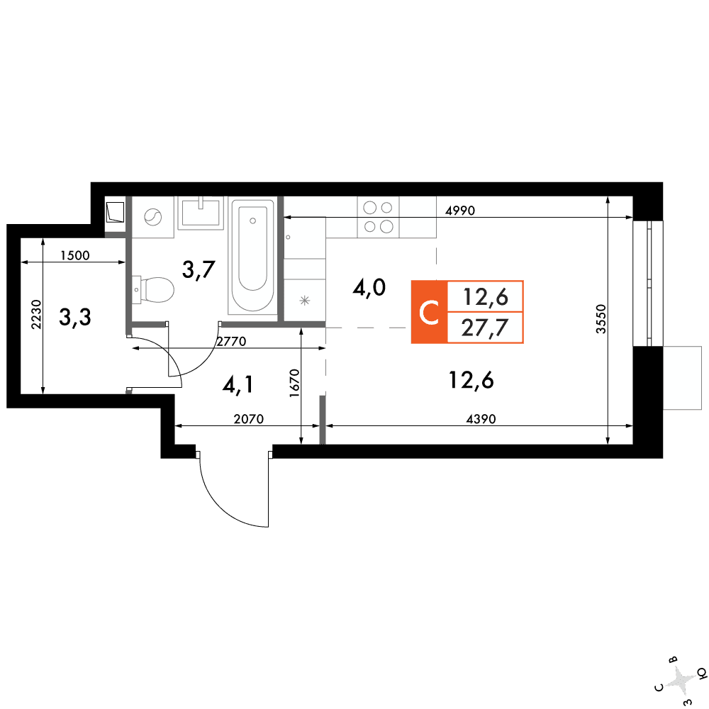 Флагман Владивосток Владивосток — планировка Студия