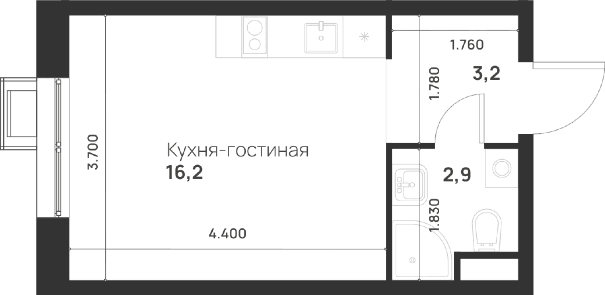 Foreville Москва — планировка Студия