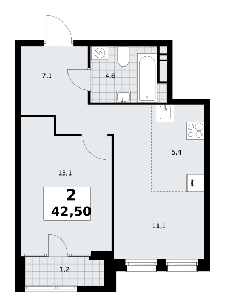 Дом на Зорге Москва — планировка Студия