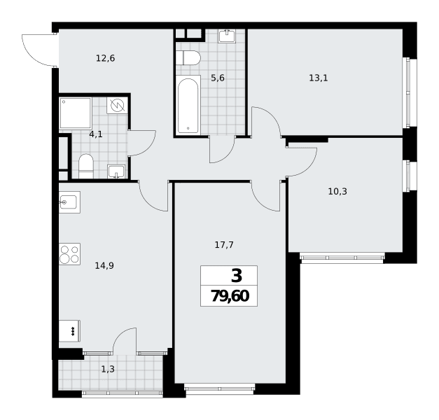 Дом на Зорге Москва — планировка Студия