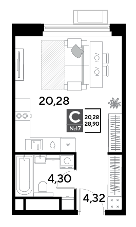 EVO Реутов — планировка Студия